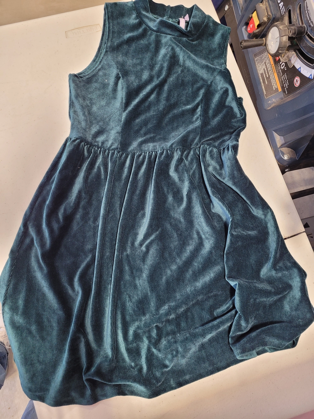Sleeveless Velvet Girls' Dress in Deep Teal